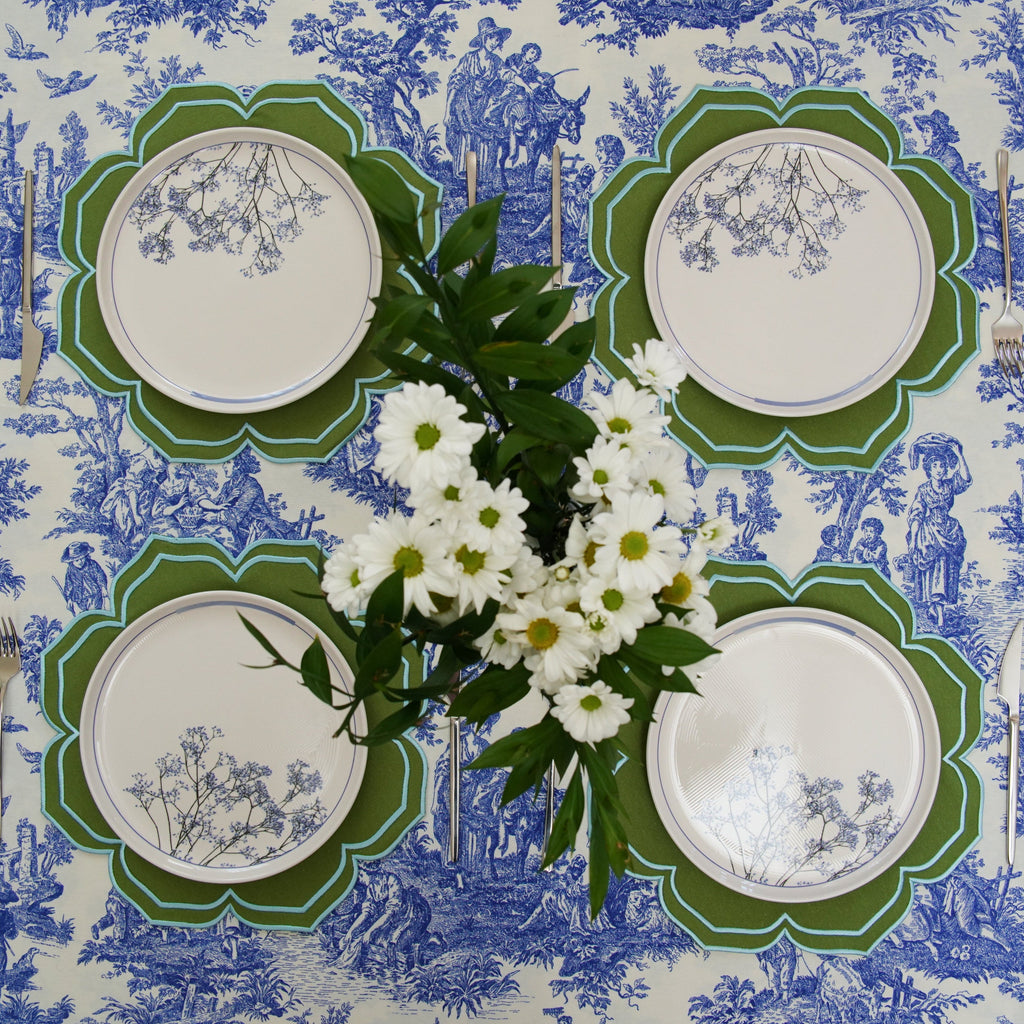 LUMERA GREEN ROUND FABRIC PLACEMAT (Set Of 4)