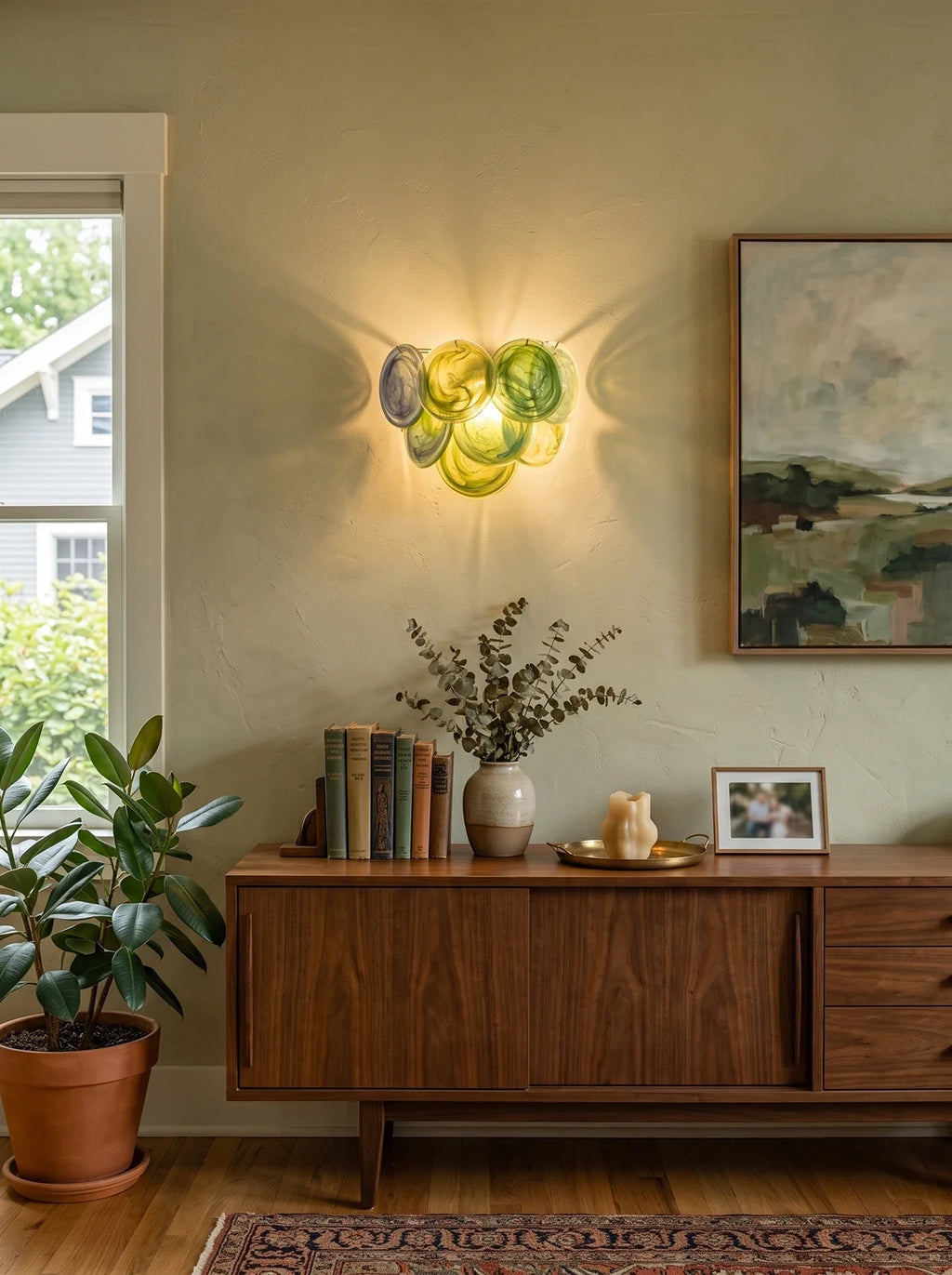 Green Murano Disc Wall Sconce