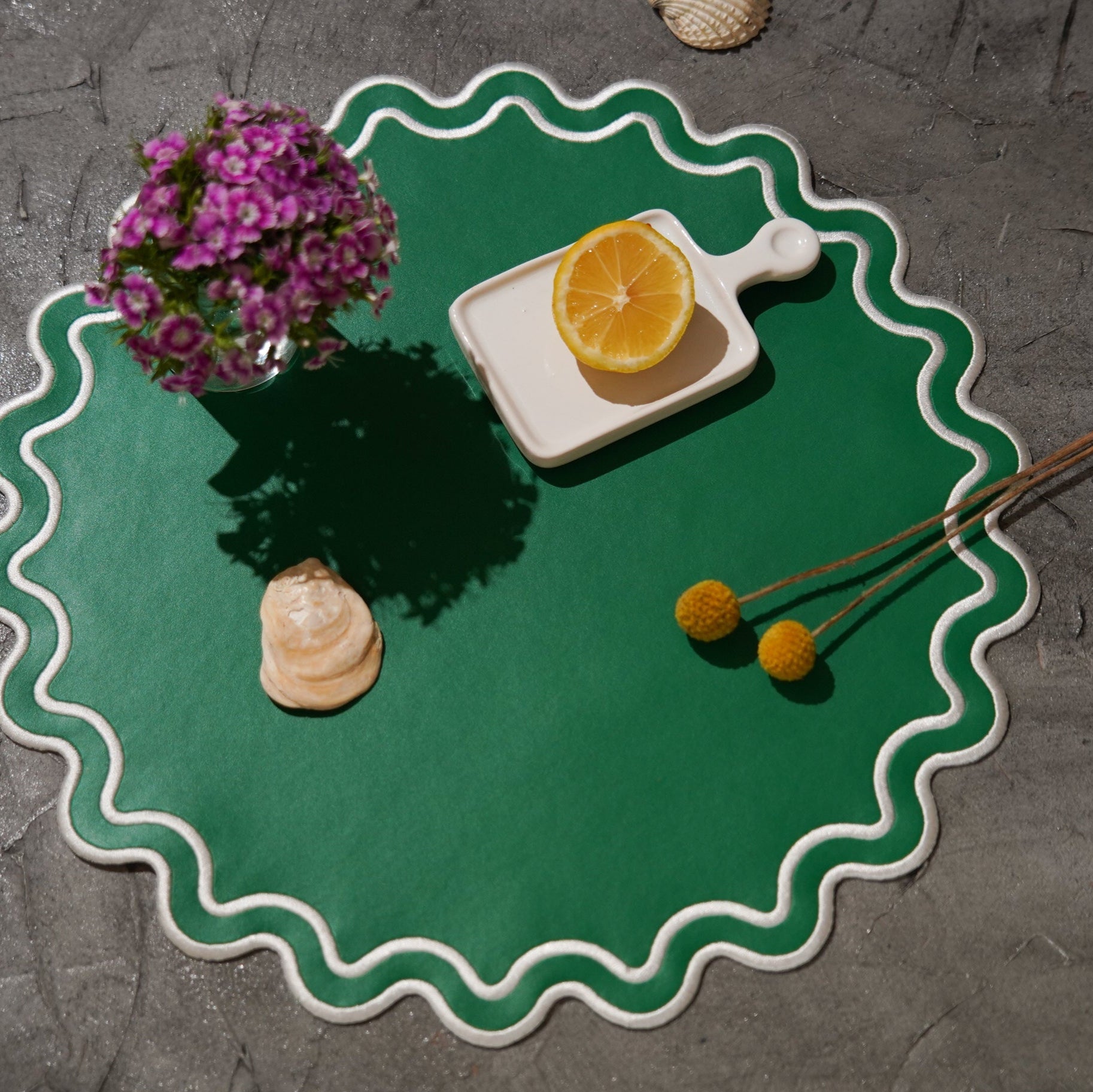 SOLACE GREEN FAUX LEATHER PLACEMAT (Set Of 4)