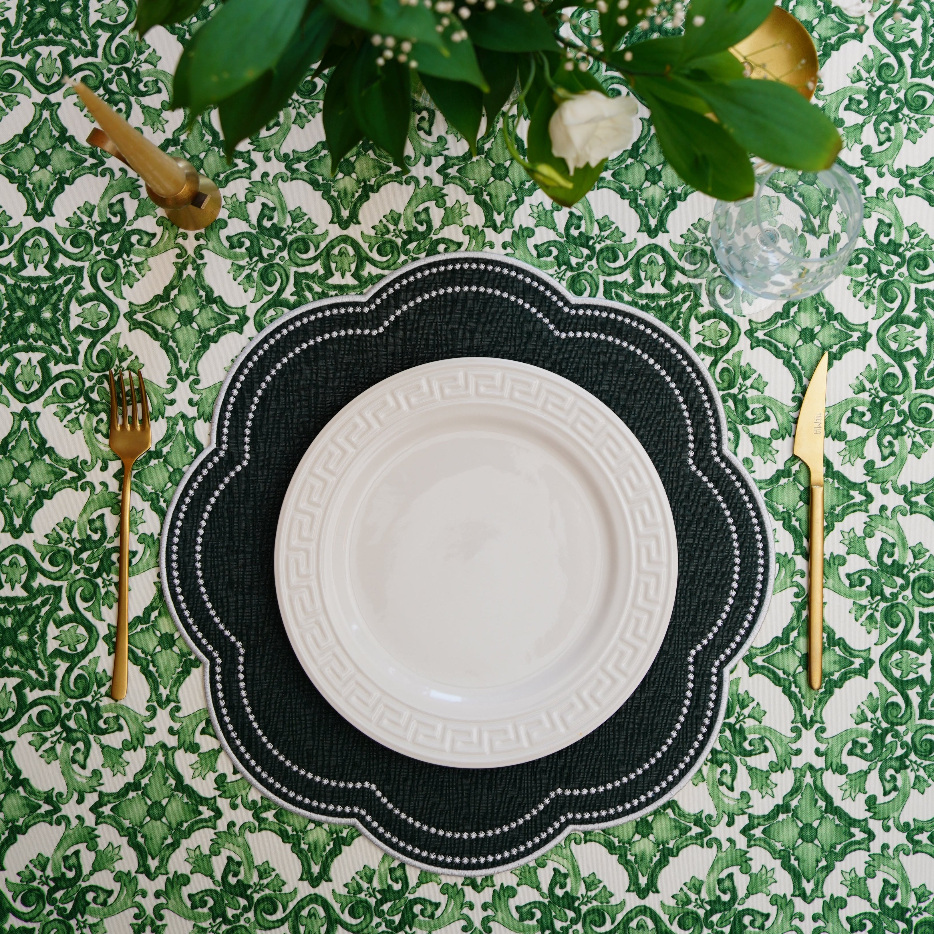 NURTURE GREEN SCALLOPED FAUX LEATHER PLACEMAT (Set Of 4)