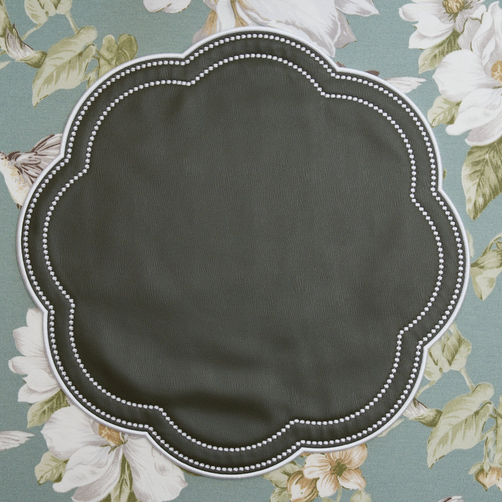 NURTURE GREEN SCALLOPED FAUX LEATHER PLACEMAT (Set Of 4)