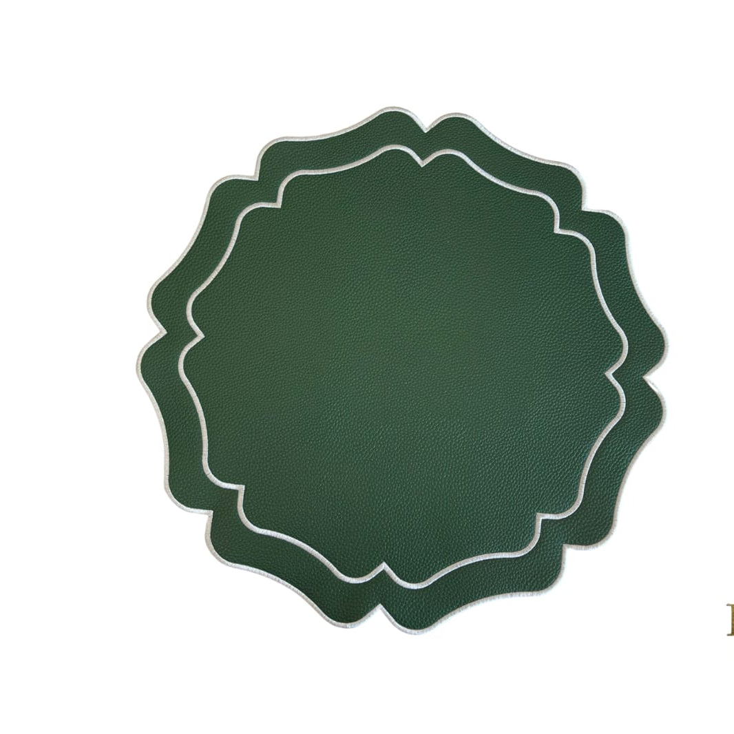 VISTA GREEN WAVY FAUX LEATHER PLACEMAT (Set Of 4)