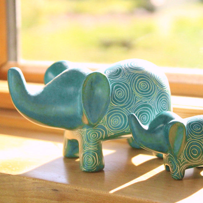Ocean Green Soapstone Elephant