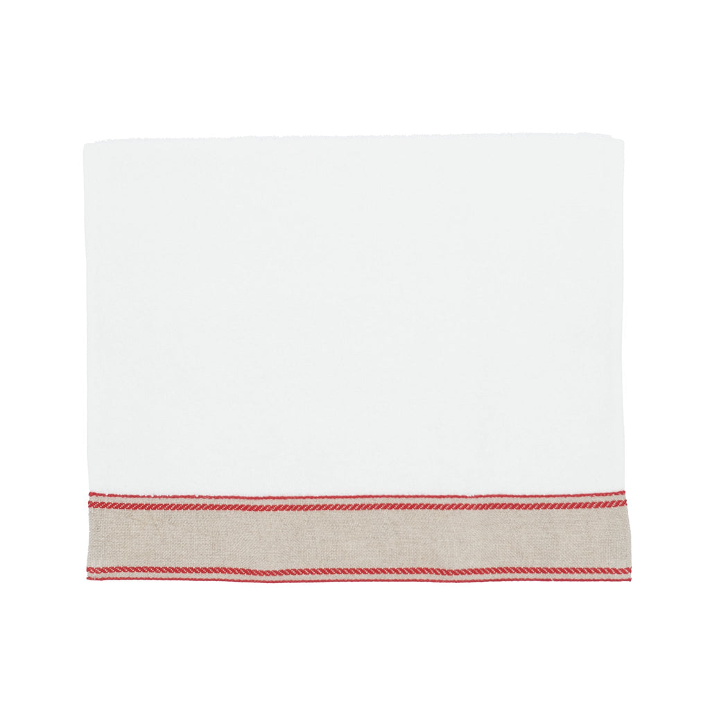 Guest Towels With Red Chain Borders, Set of 2