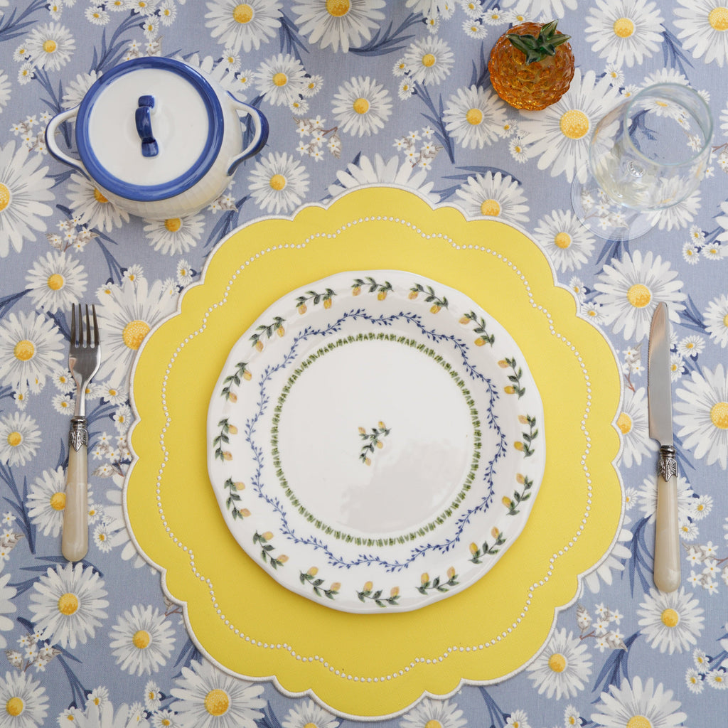 HALO YELLOW ROUND FAUX LEATHER PLACEMAT (Set Of 4)