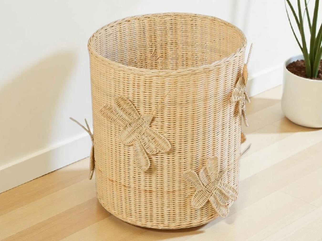 Natural Rattan Flutter Wing Hamper