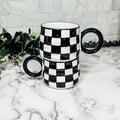 Black & White Hand-Painted Ceramic Mug — 13.5 oz