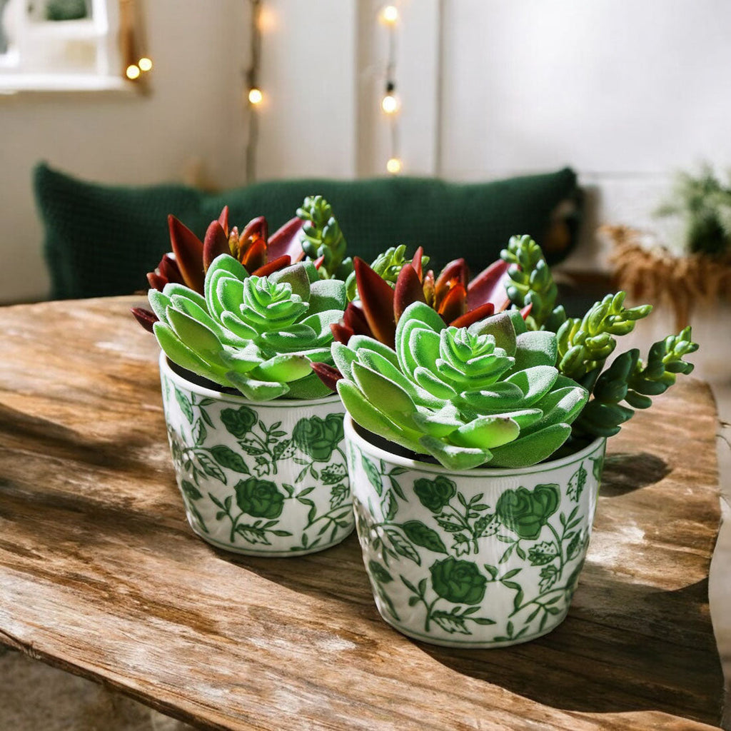 Mini Green Porcelain Cachepots — Set of 6