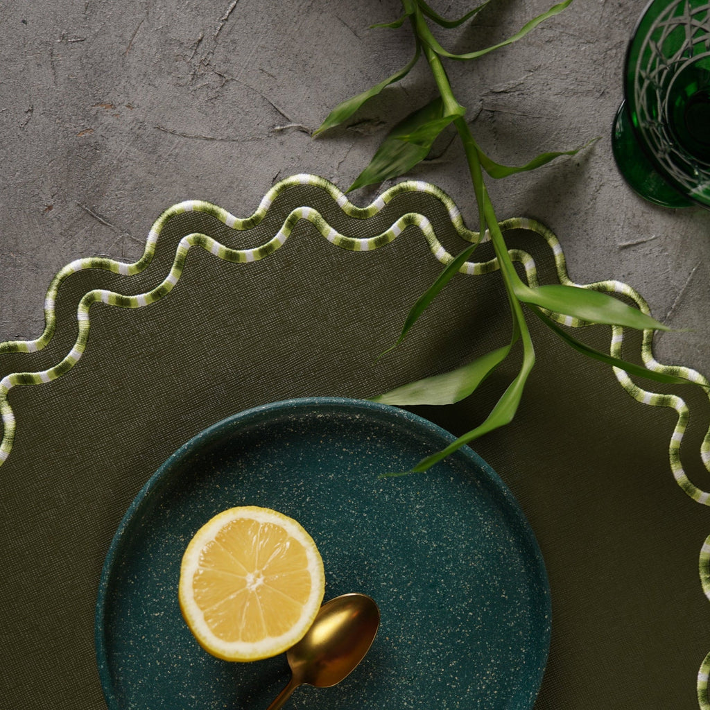ELYSIAN DARK GREEN FAUX LEATHER PLACEMAT (Set Of 4)