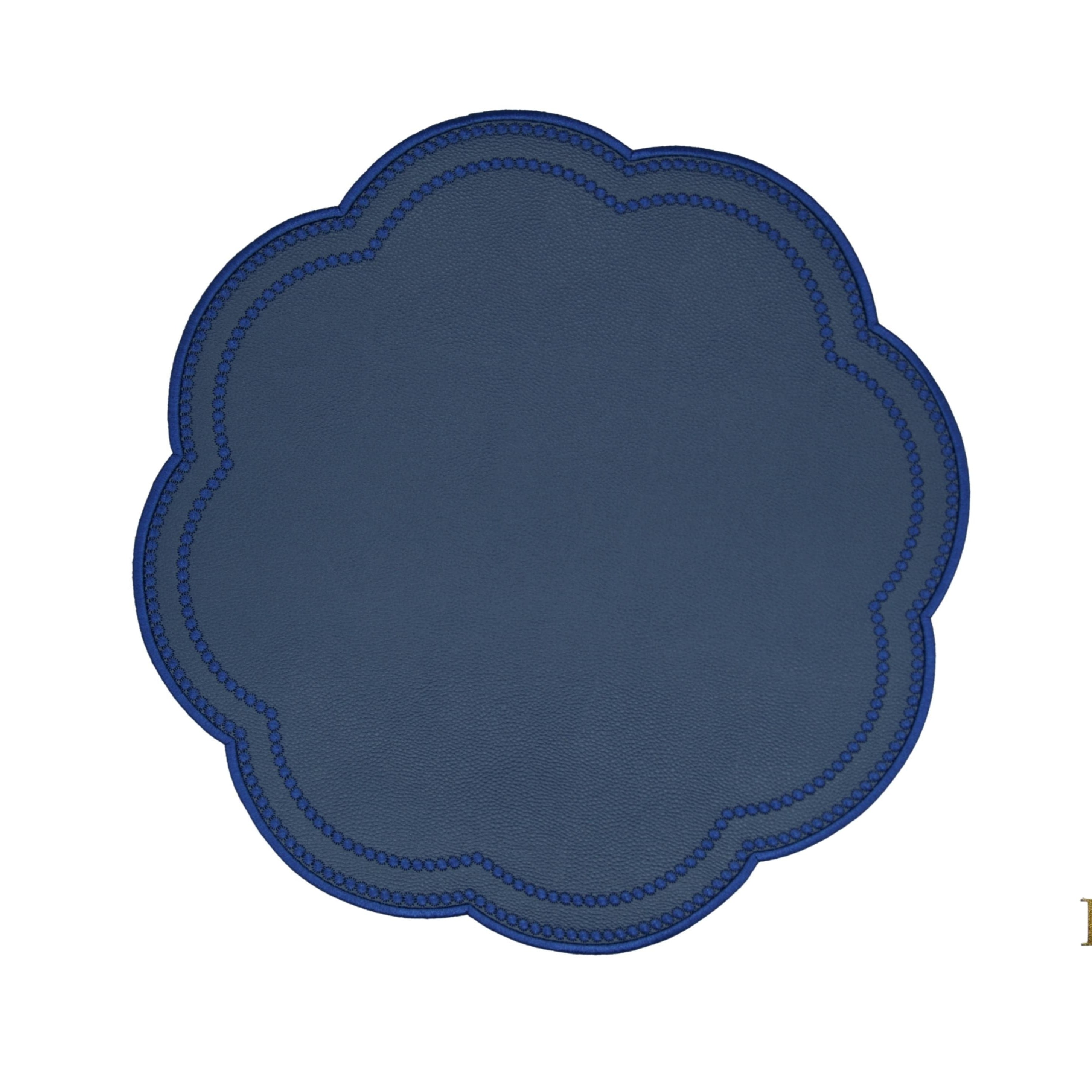 NURTURE NAVY BLUE FAUX LEATHER SCALLOPED PLACEMAT (Set Of 4)