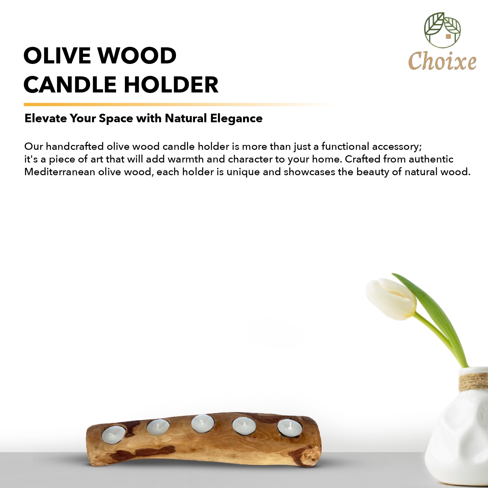 Olive Wood Tealight Candle Holder