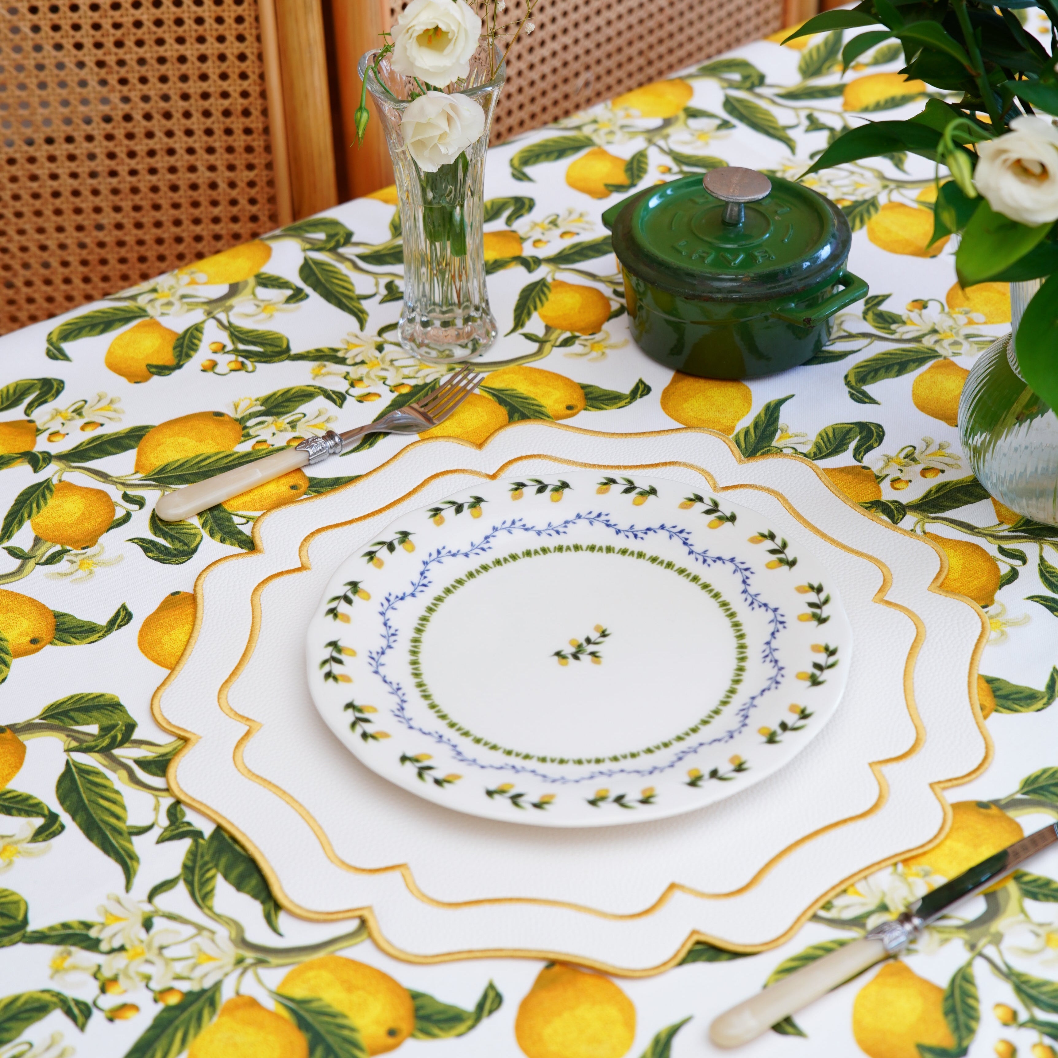 VISTA IVORY WAVY FAUX LEATHER PLACEMAT (Set Of 4)