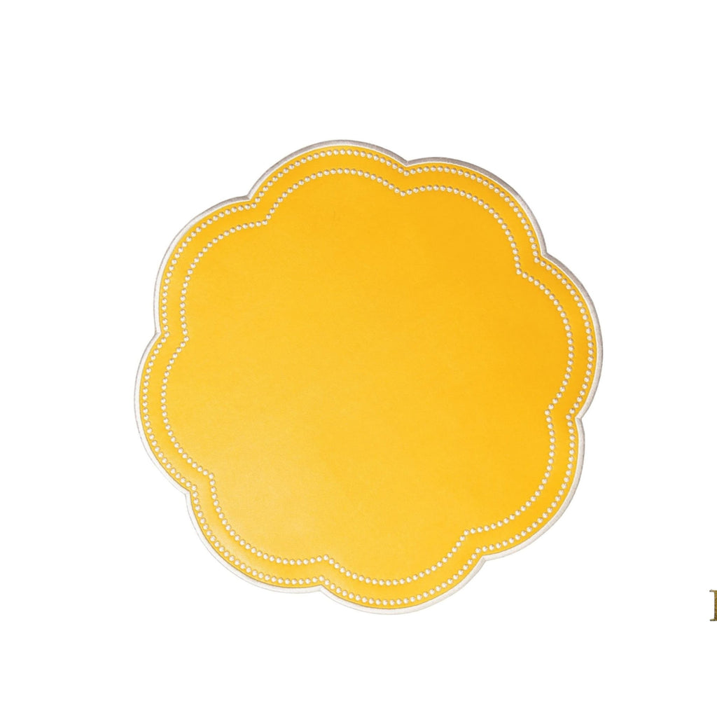 NURTURE YELLOW ROUND FAUX LEATHER PLACEMAT (Set Of 4)