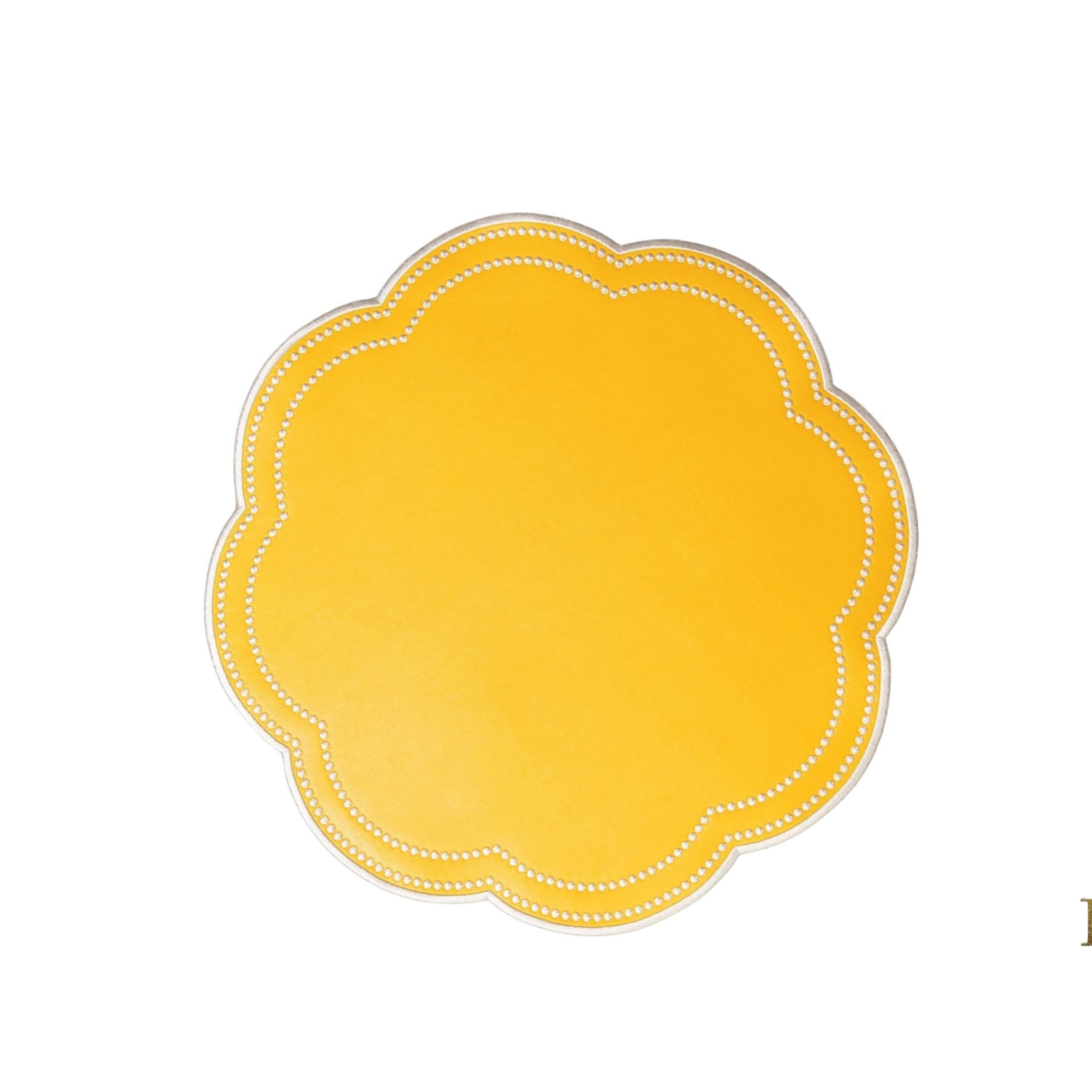 NURTURE YELLOW ROUND FAUX LEATHER PLACEMAT (Set Of 4)