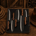 Handmade Chef Knife Set – Carbon Steel 5-Piece Wood Handle