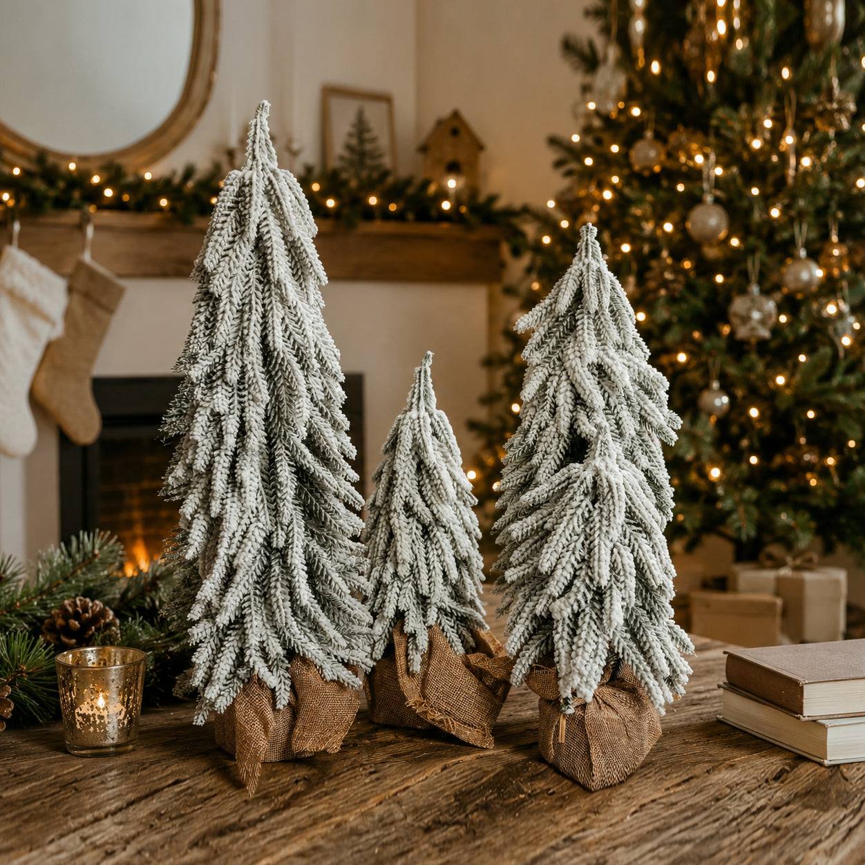 Flocked Mini Christmas Trees