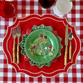 CRIMSON RED OVAL FABRIC PLACEMAT (Set Of 4)