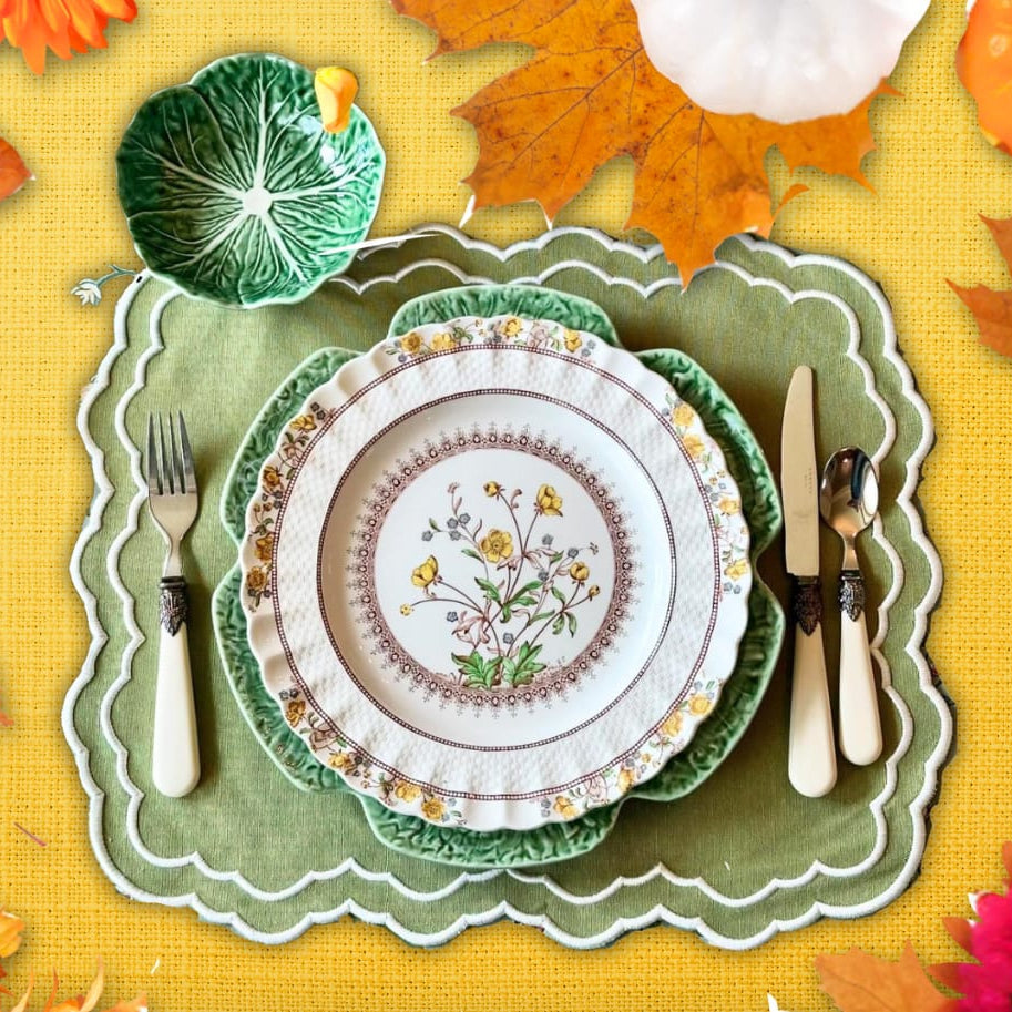 ELARA GREEN RECTANGLE FABRIC PLACEMAT (Set Of 4)