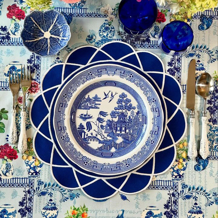 GATHER NAVY BLUE ROUND FABRIC PLACEMAT (Set Of 4)