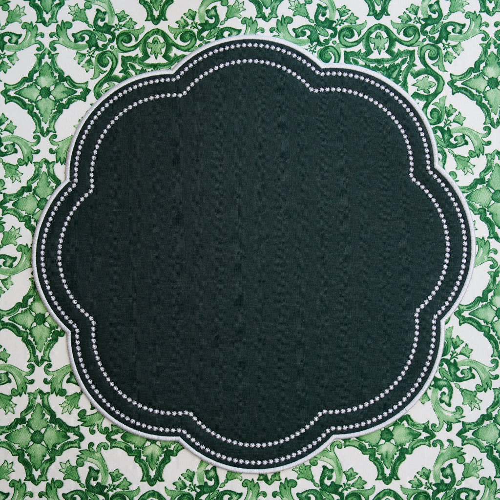 NURTURE GREEN SCALLOPED FAUX LEATHER PLACEMAT (Set Of 4)