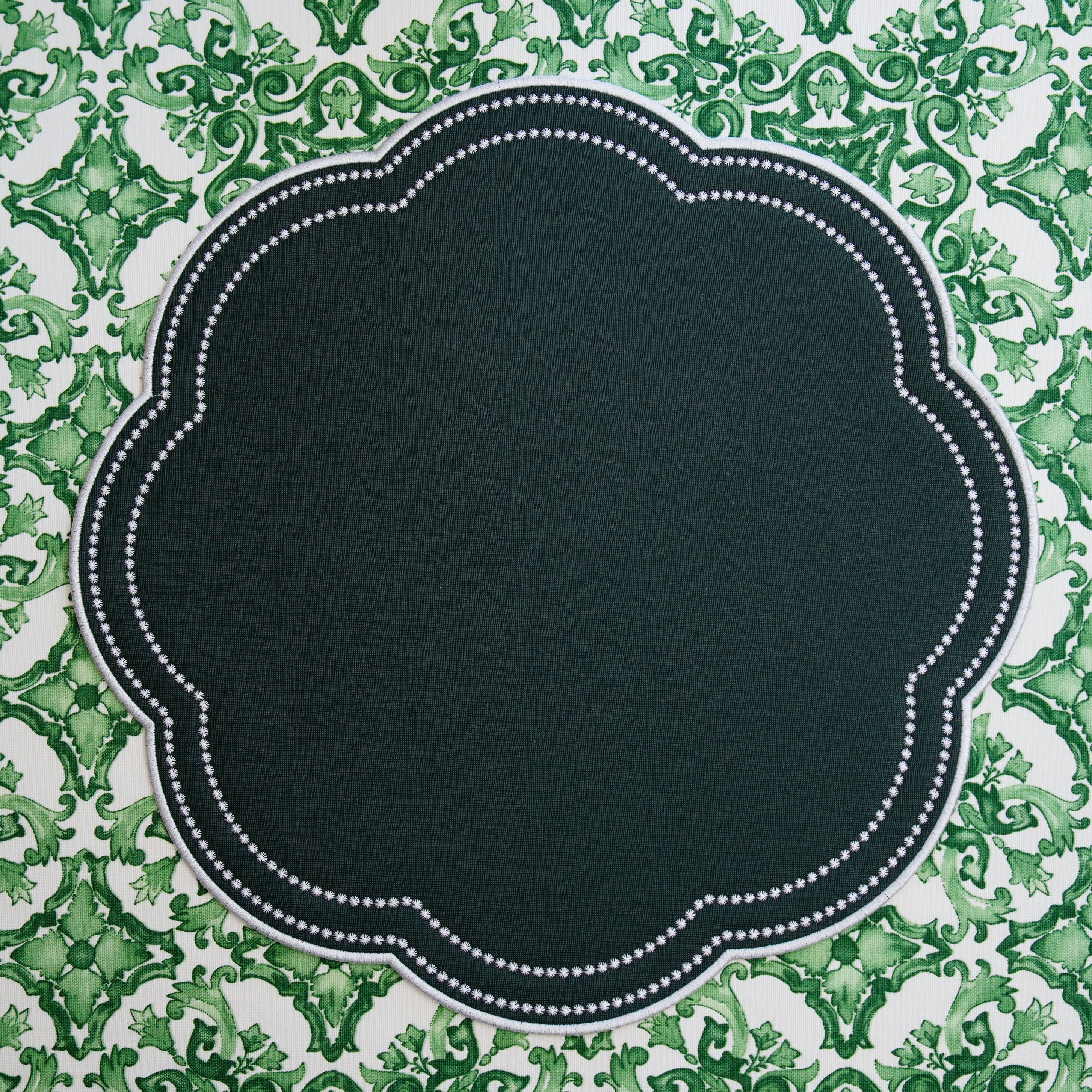 NURTURE GREEN SCALLOPED FAUX LEATHER PLACEMAT (Set Of 4)