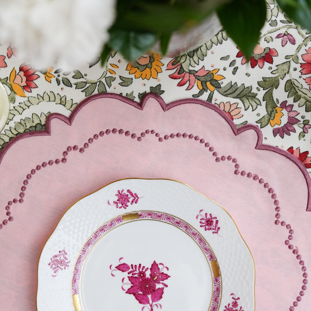 HARMONY LIGHT PINK ROUND FABRIC PLACEMAT (Set Of 4)
