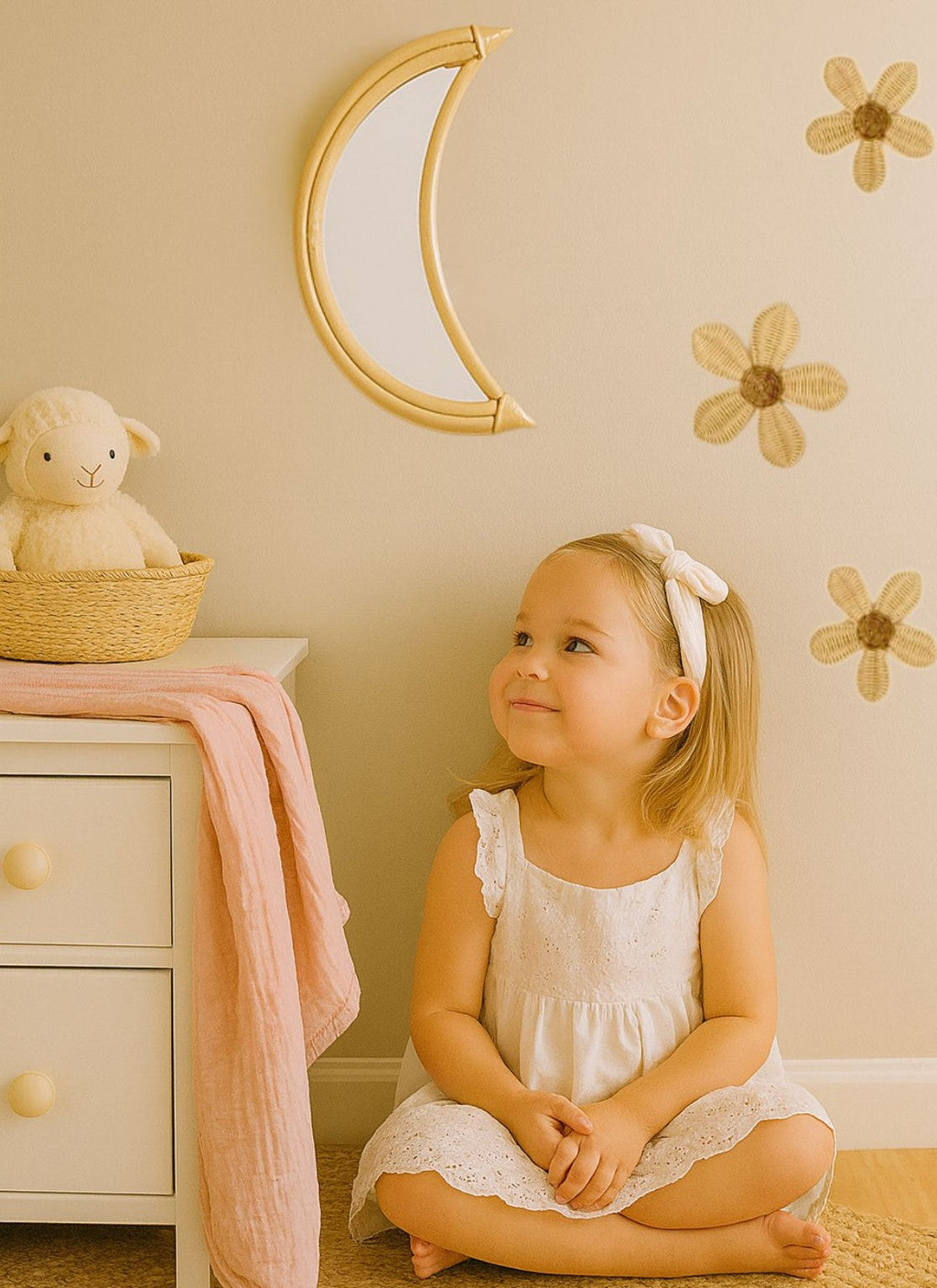 Natural Rattan Moon Wall Mirror
