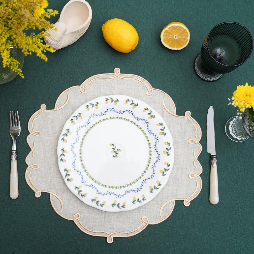CELESTIA LINEN IVORY GOLD TRIM SQUARE PLACEMAT (Set Of 4)