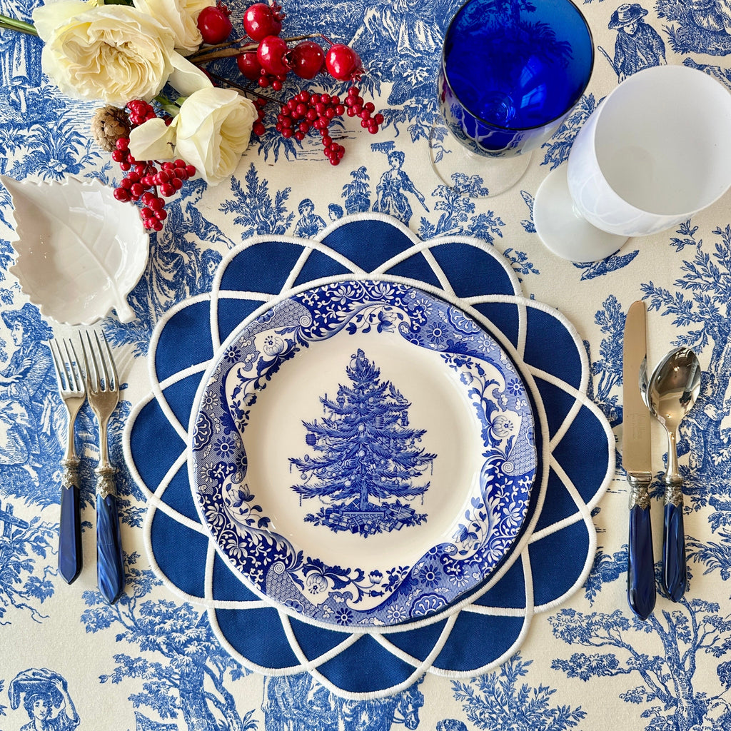 GATHER NAVY BLUE ROUND FABRIC PLACEMAT (Set Of 4)