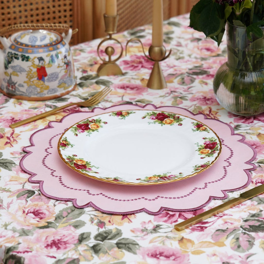 HARMONY LIGHT PINK ROUND FABRIC PLACEMAT (Set Of 4)