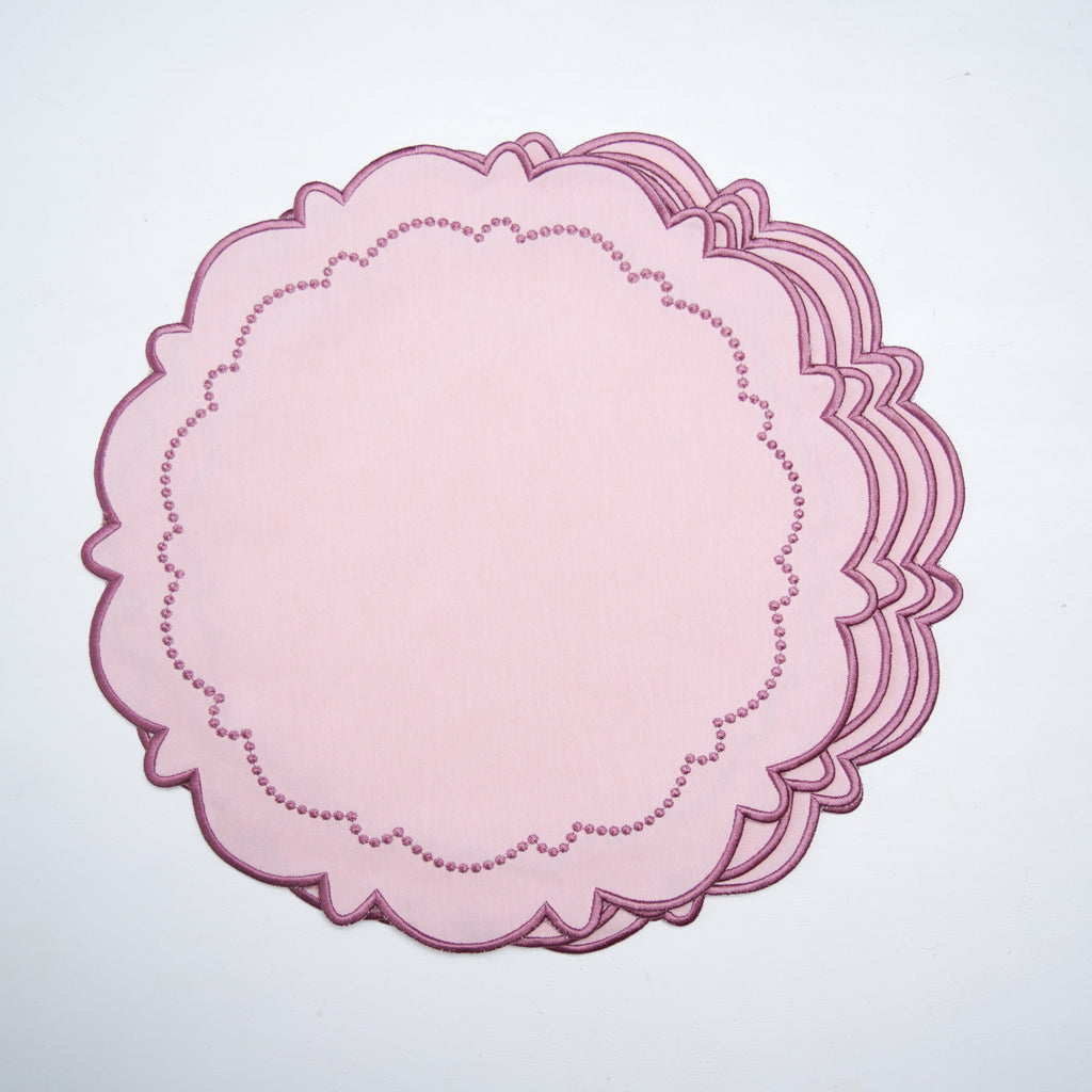 HARMONY LIGHT PINK ROUND FABRIC PLACEMAT (Set Of 4)