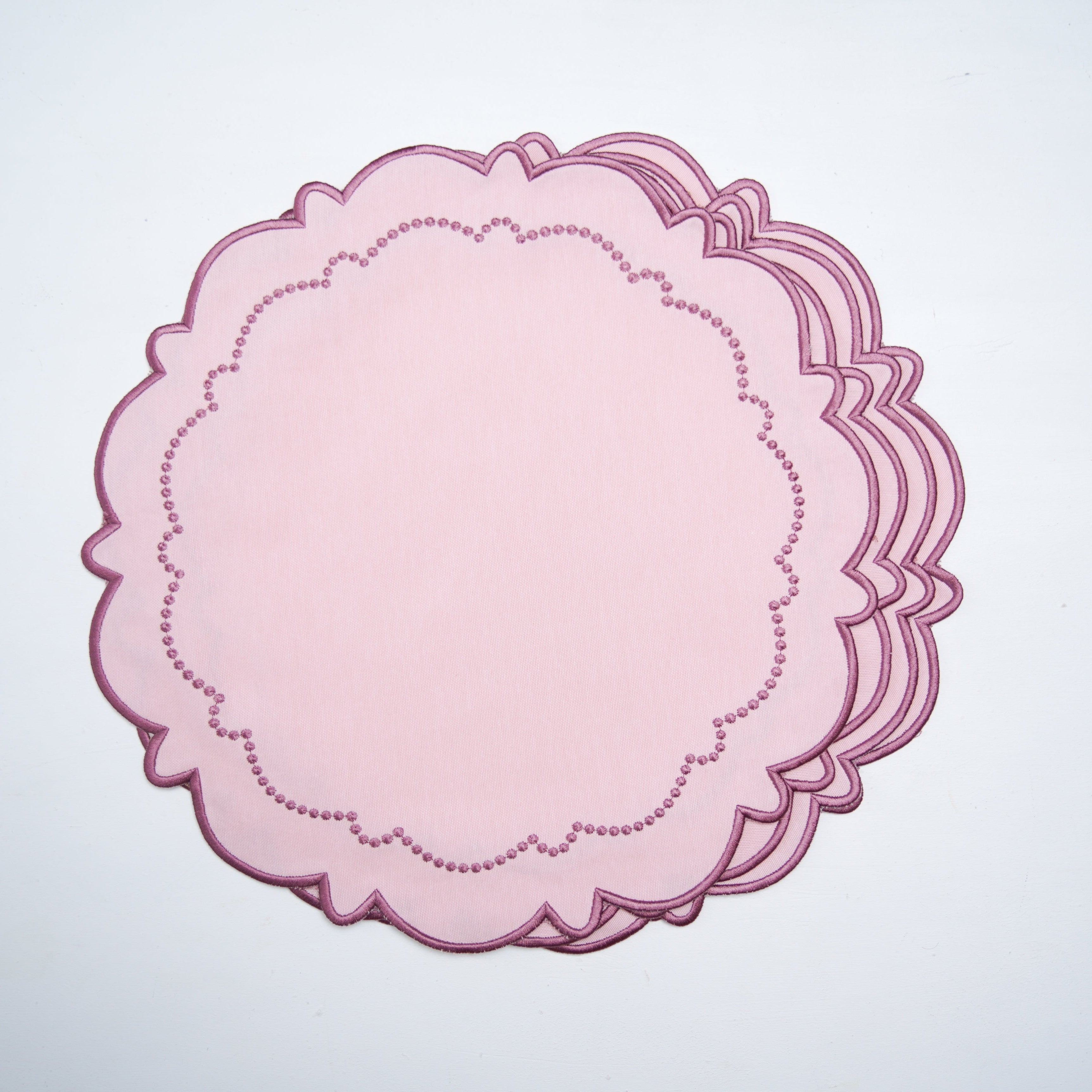 HARMONY LIGHT PINK ROUND FABRIC PLACEMAT (Set Of 4)