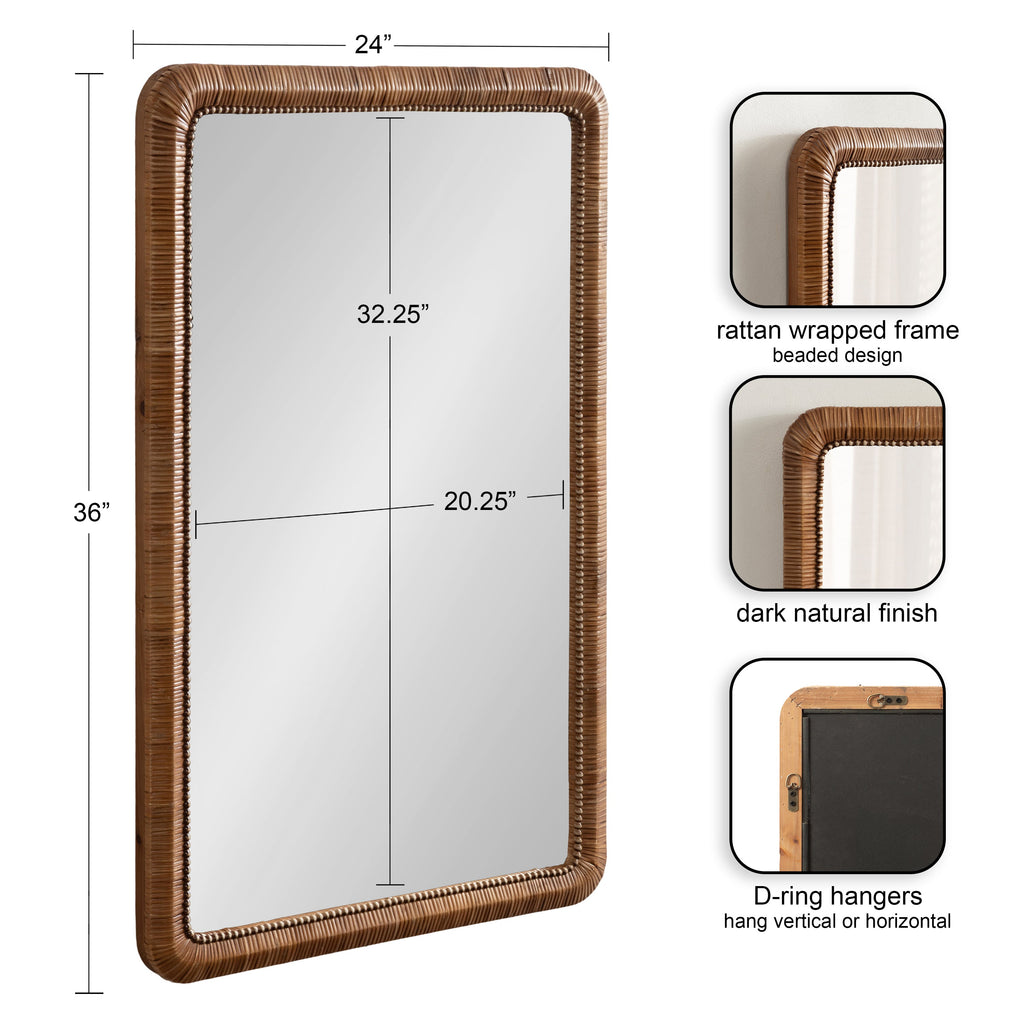 Rahfy Beaded Rectangle Framed Mirror