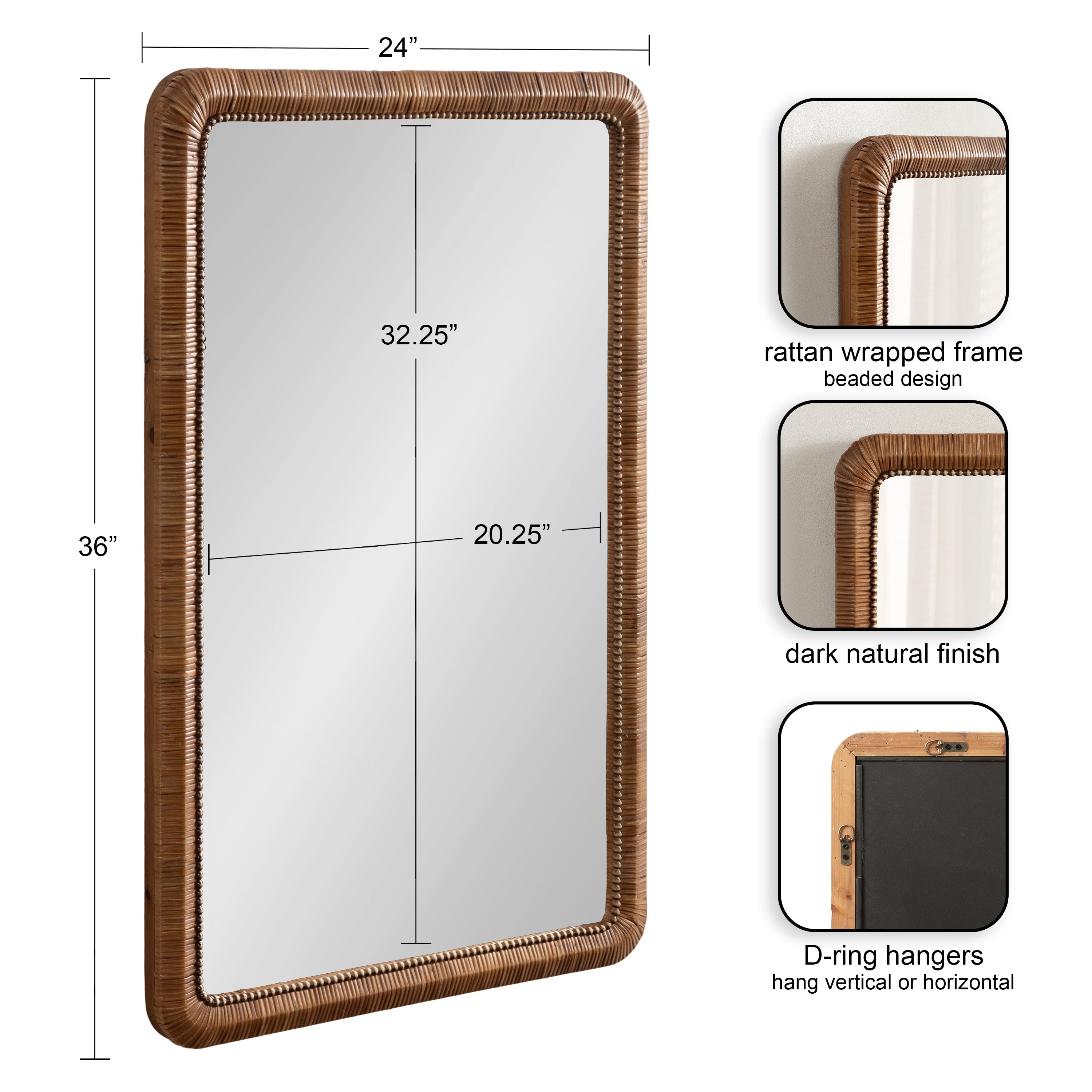 Rahfy Beaded Rectangle Framed Mirror