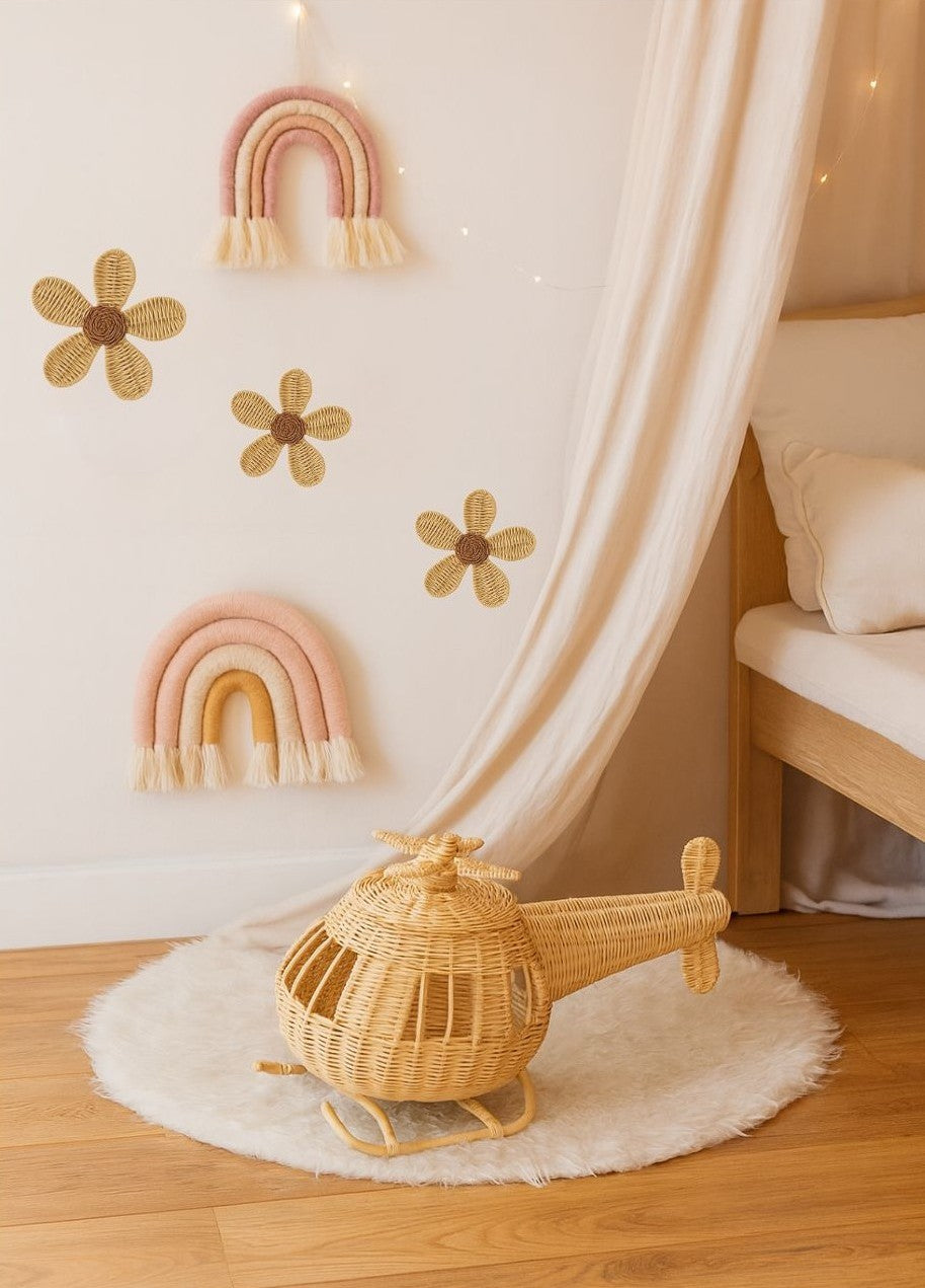 Natural Rattan Daisy Wall Decor