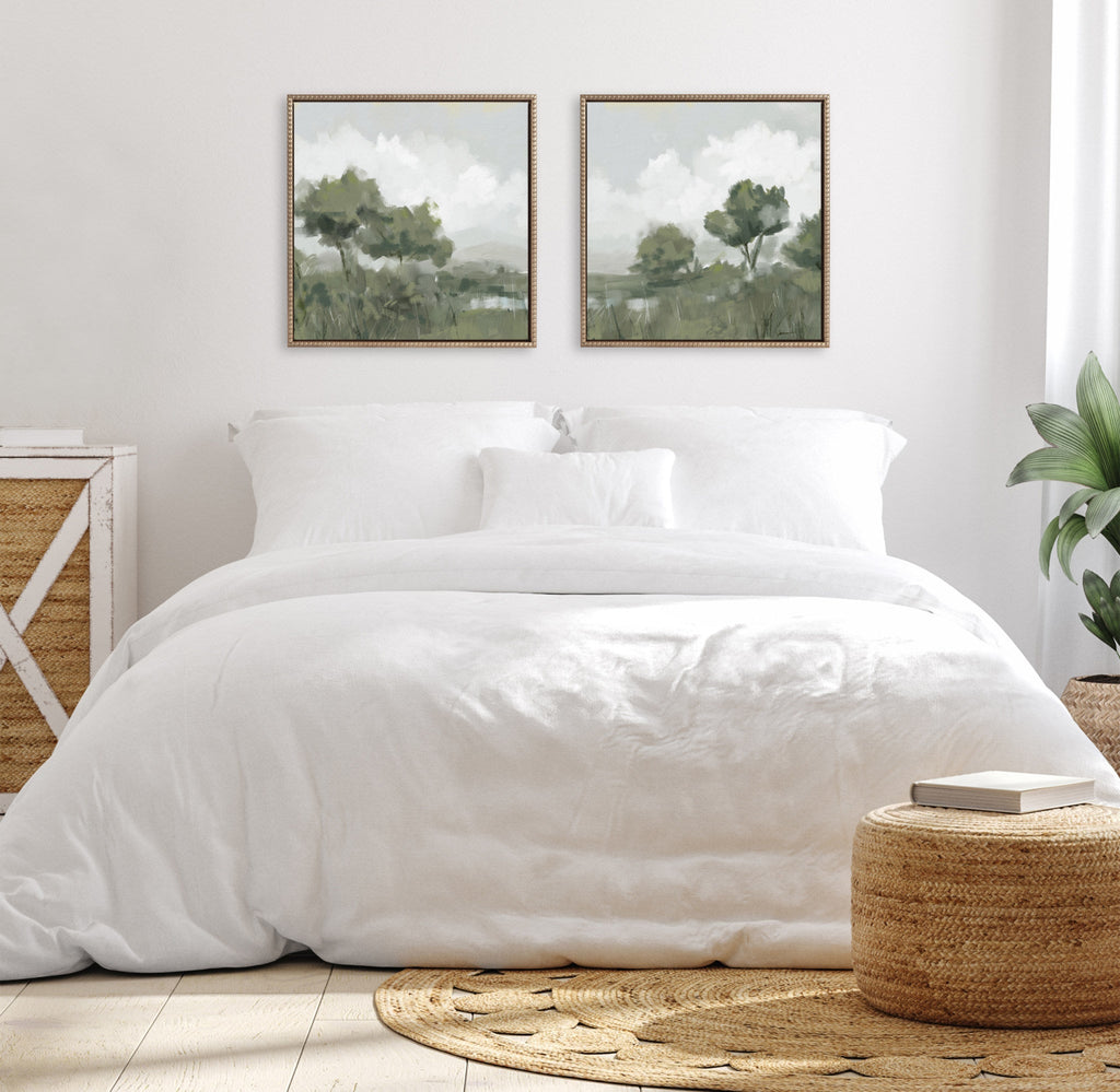 Sylvie Shades of Olive 1 and 2 Framed Canvas Art Set by Mary Sparrow