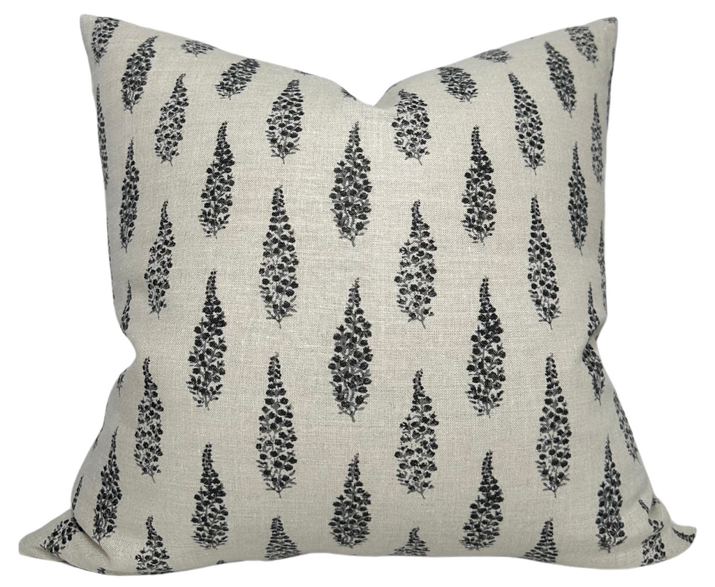 Hollyhock Pillow Cover in Jet, McLaurin + Piercy Textiles