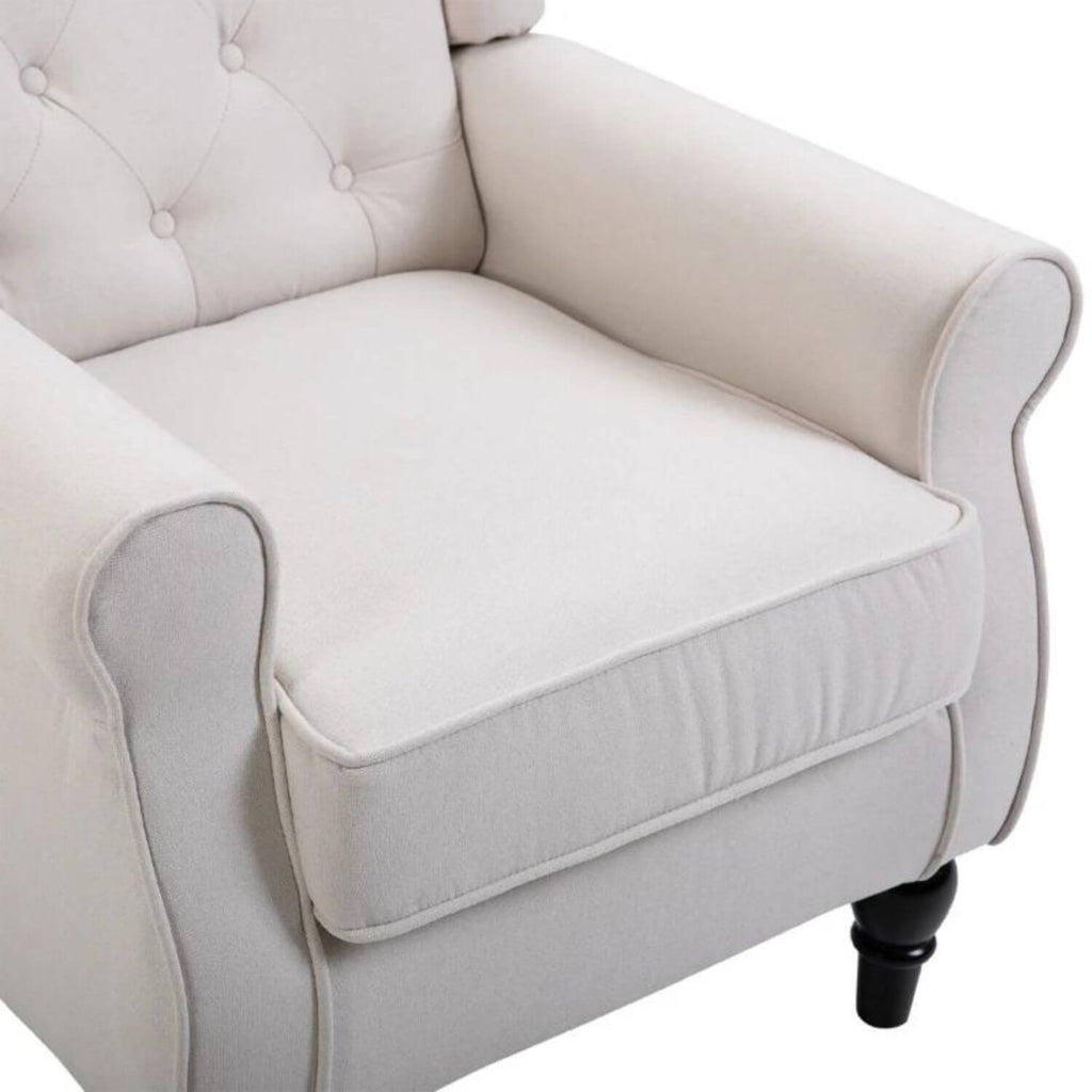 Cream Tufted Wingback Nursery Chair