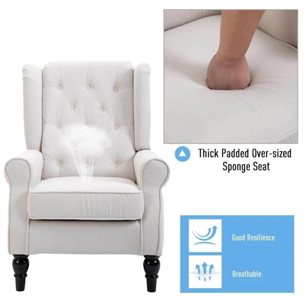Cream Tufted Wingback Nursery Chair