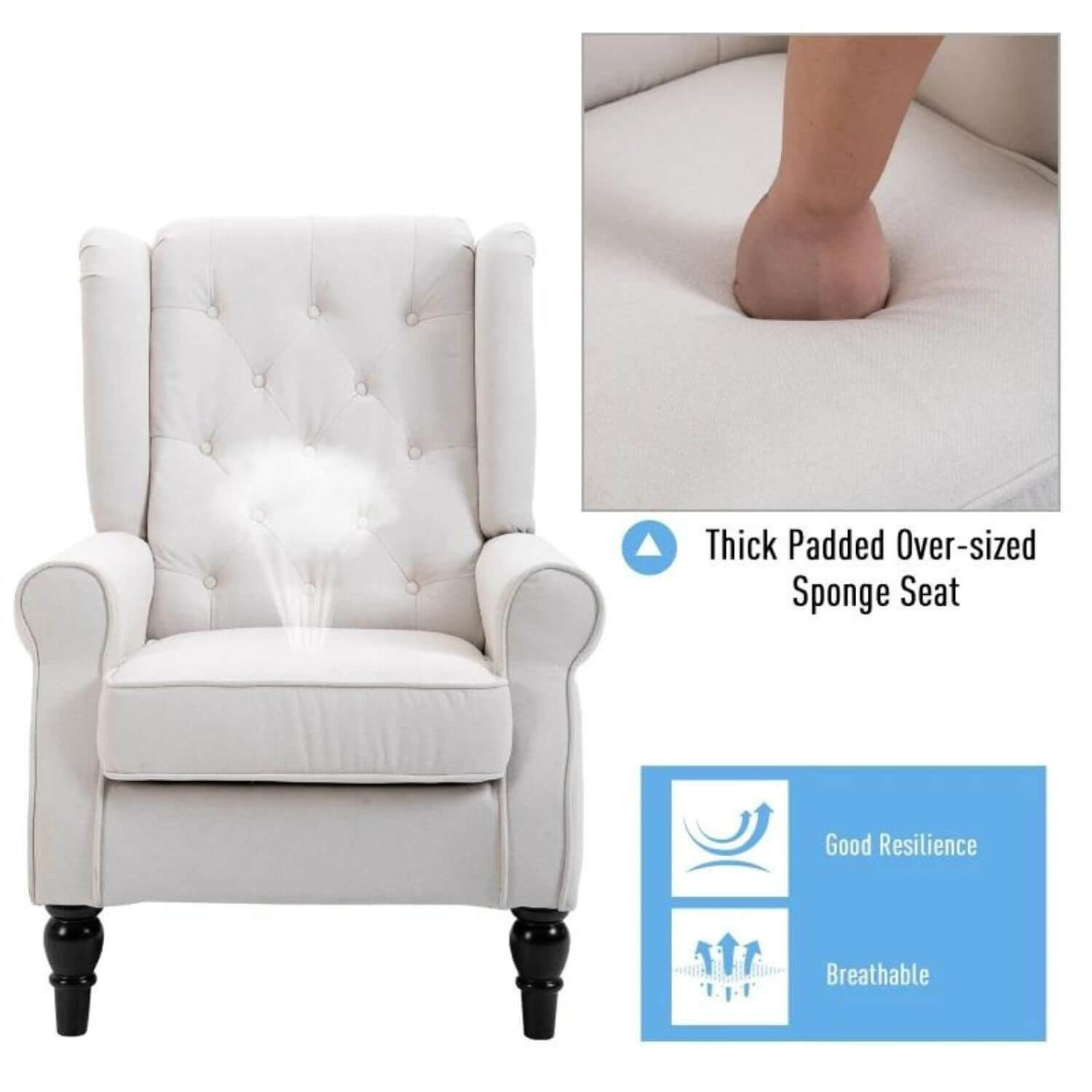 Cream Tufted Wingback Nursery Chair