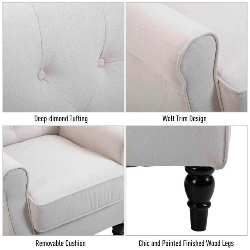 Cream Tufted Wingback Nursery Chair