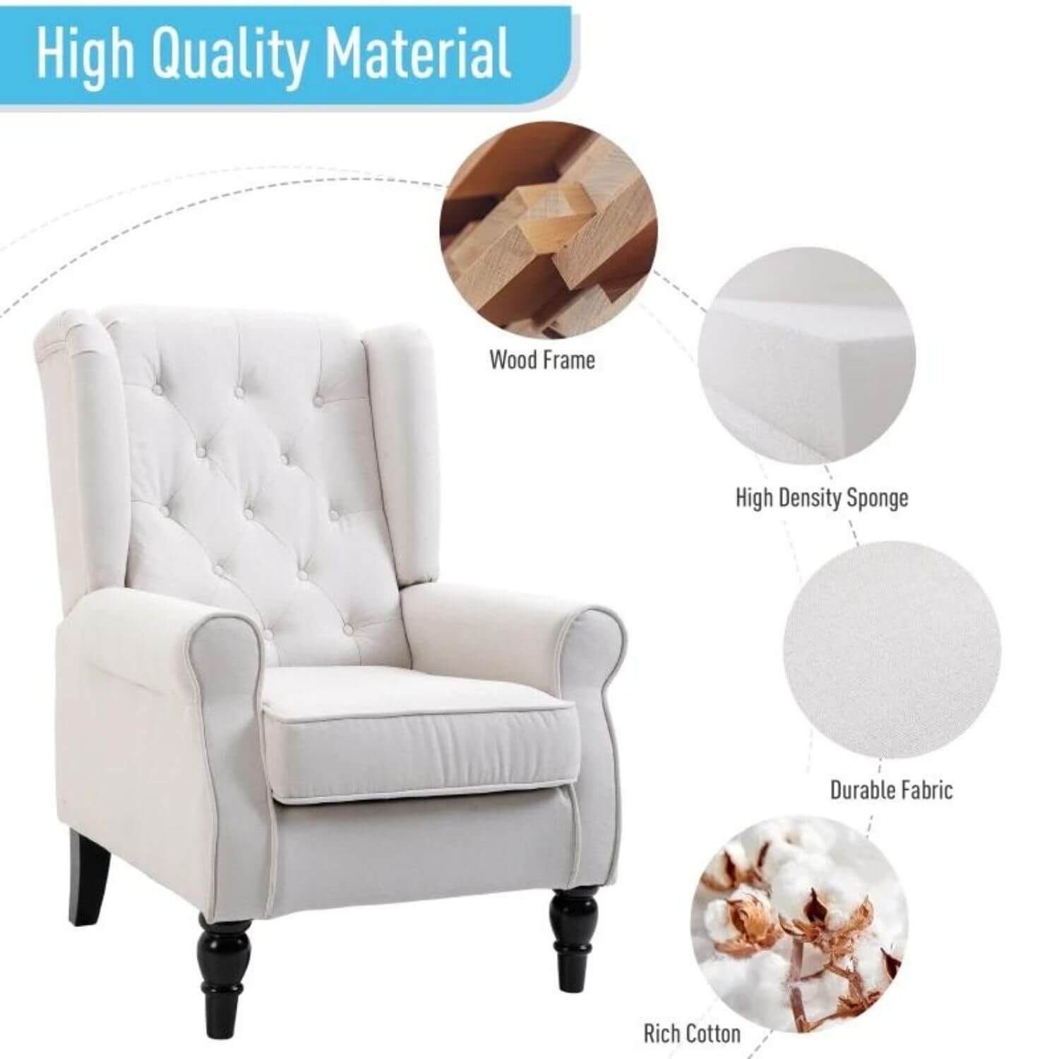Cream Tufted Wingback Nursery Chair