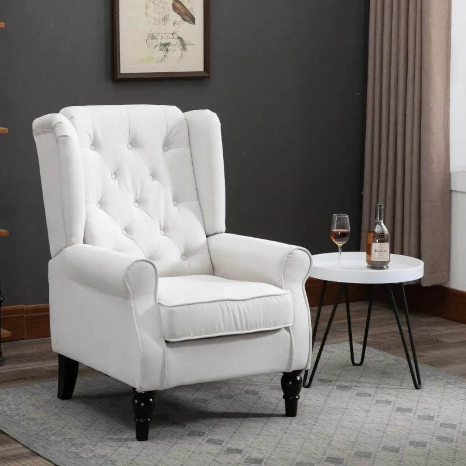 Cream Tufted Wingback Nursery Chair