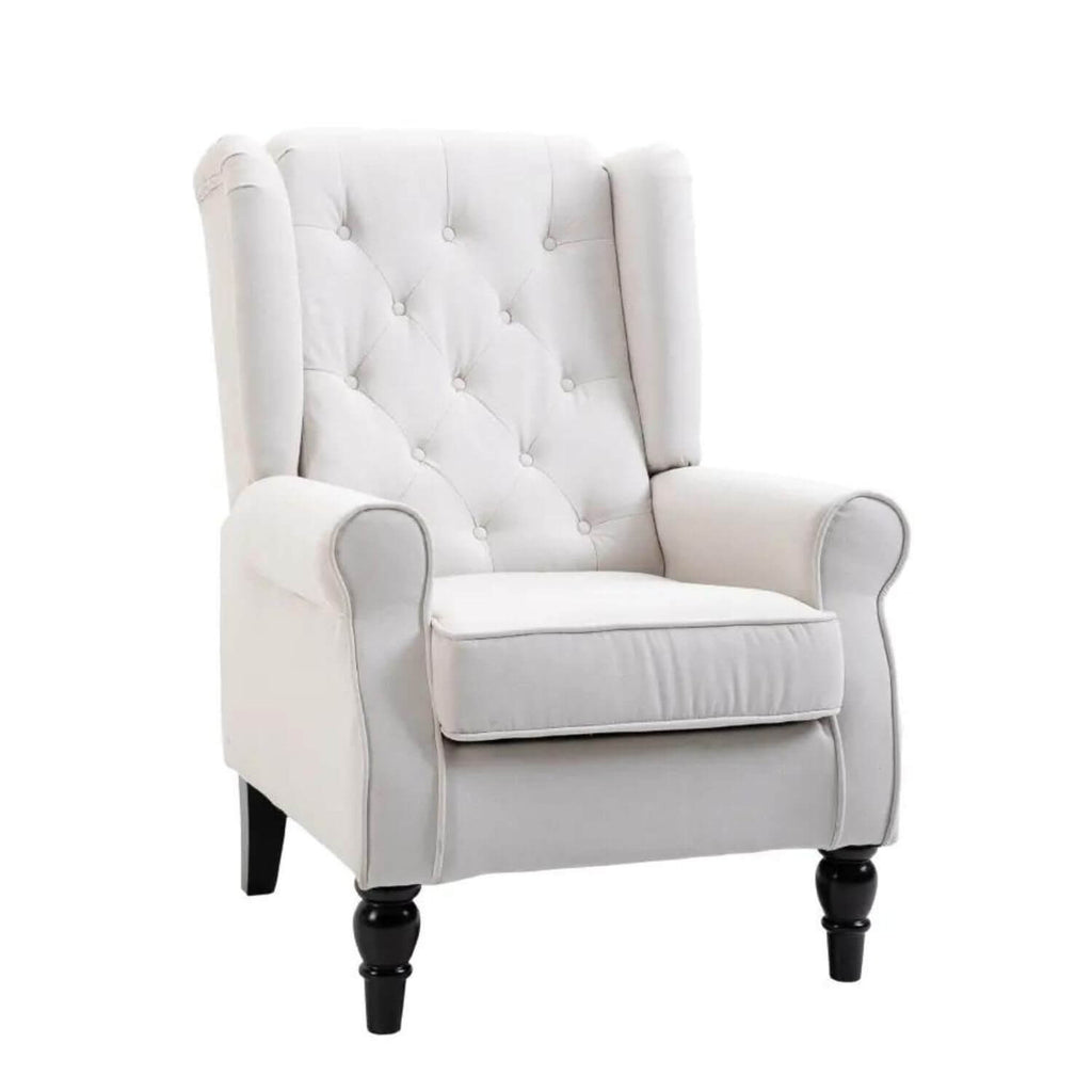 Cream Tufted Wingback Nursery Chair