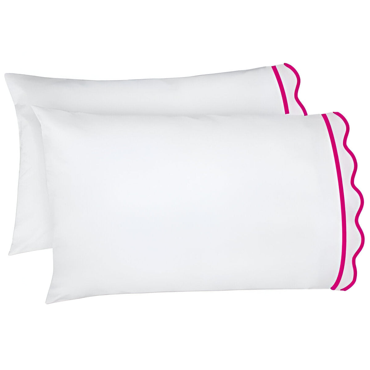 400TC Cotton Scallop Embroidery & Border Sateen Solid Pillowcases (Set Of 2)