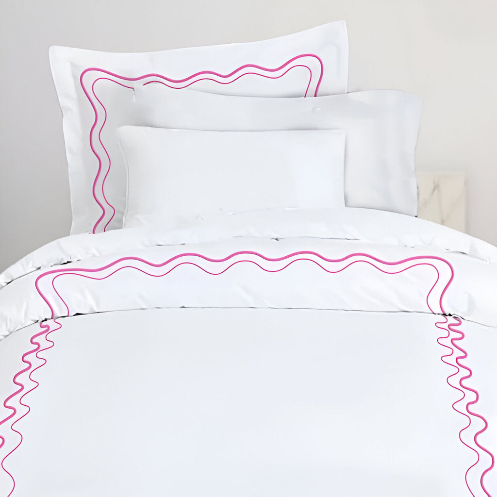 Double Wavy Embroidered Cotton Duvet Cover Set