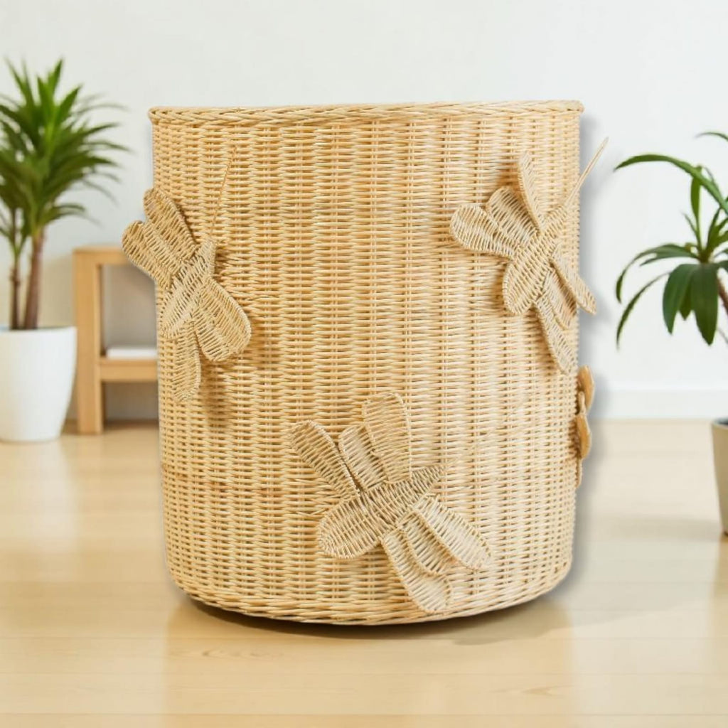 Natural Rattan Flutter Wing Hamper