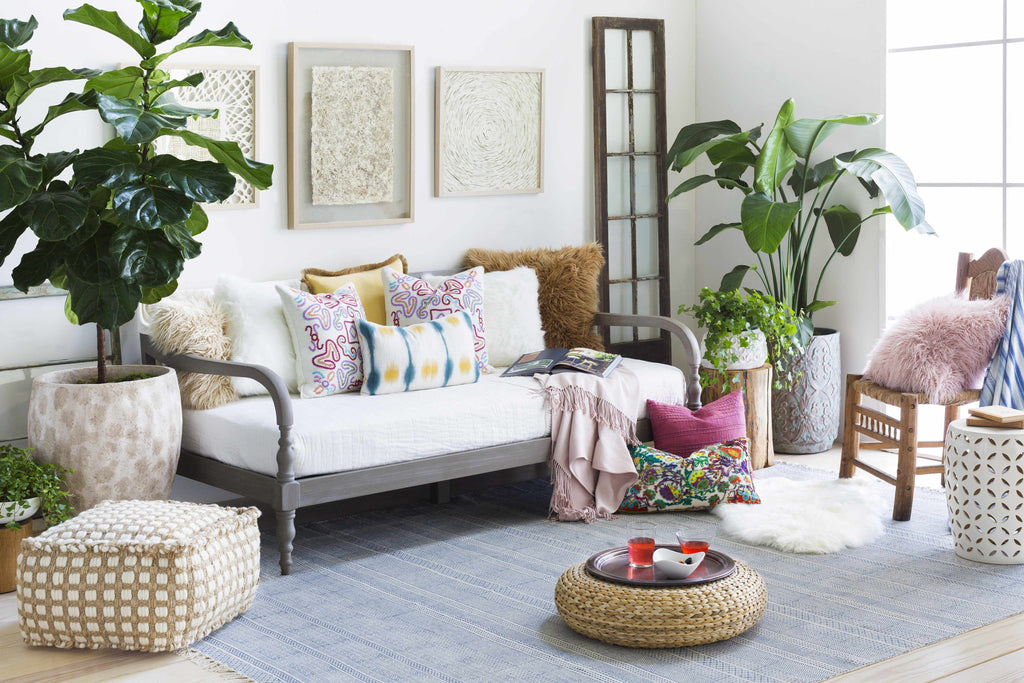 Brookneal Woven Jute & Wool Pouf