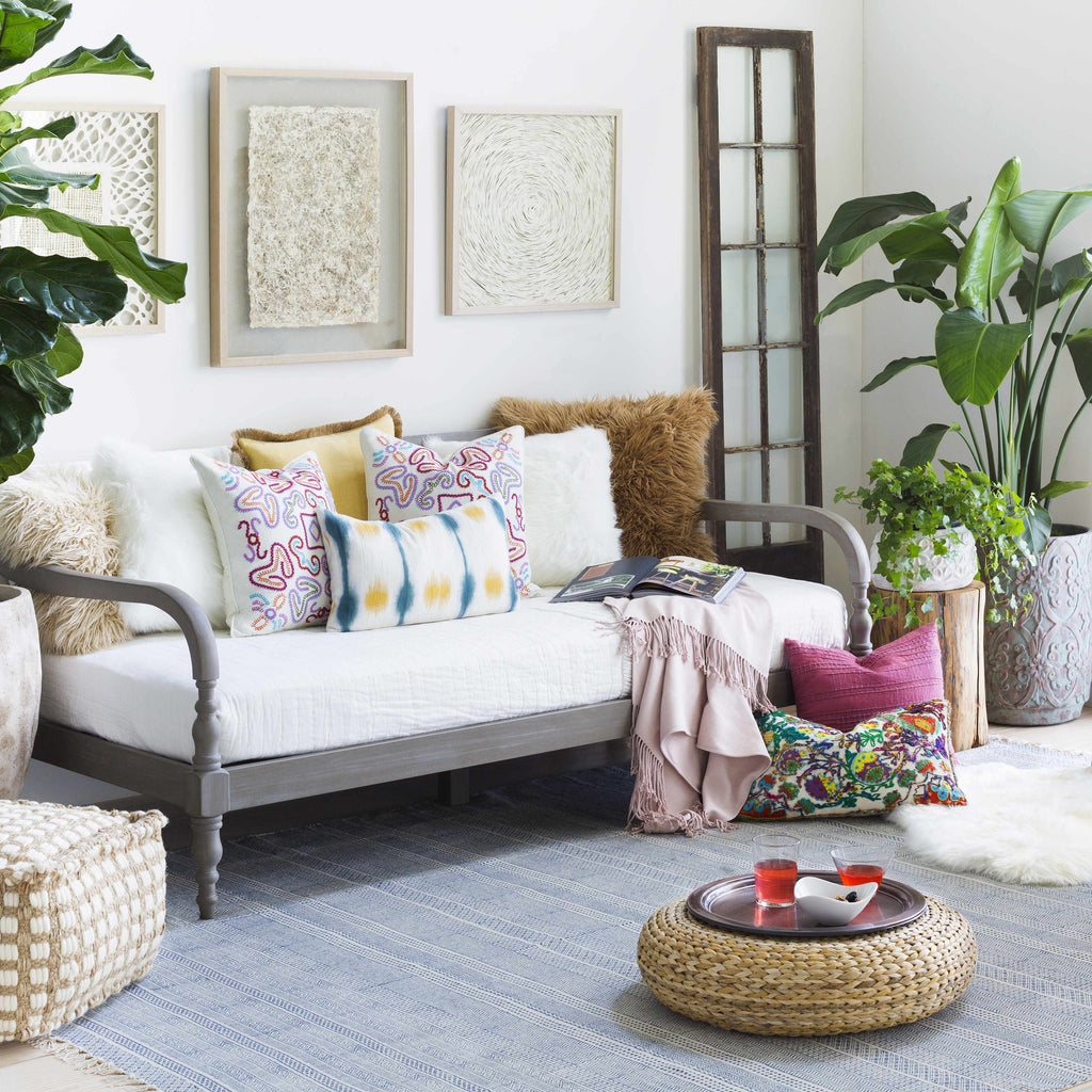Brookneal Woven Jute & Wool Pouf