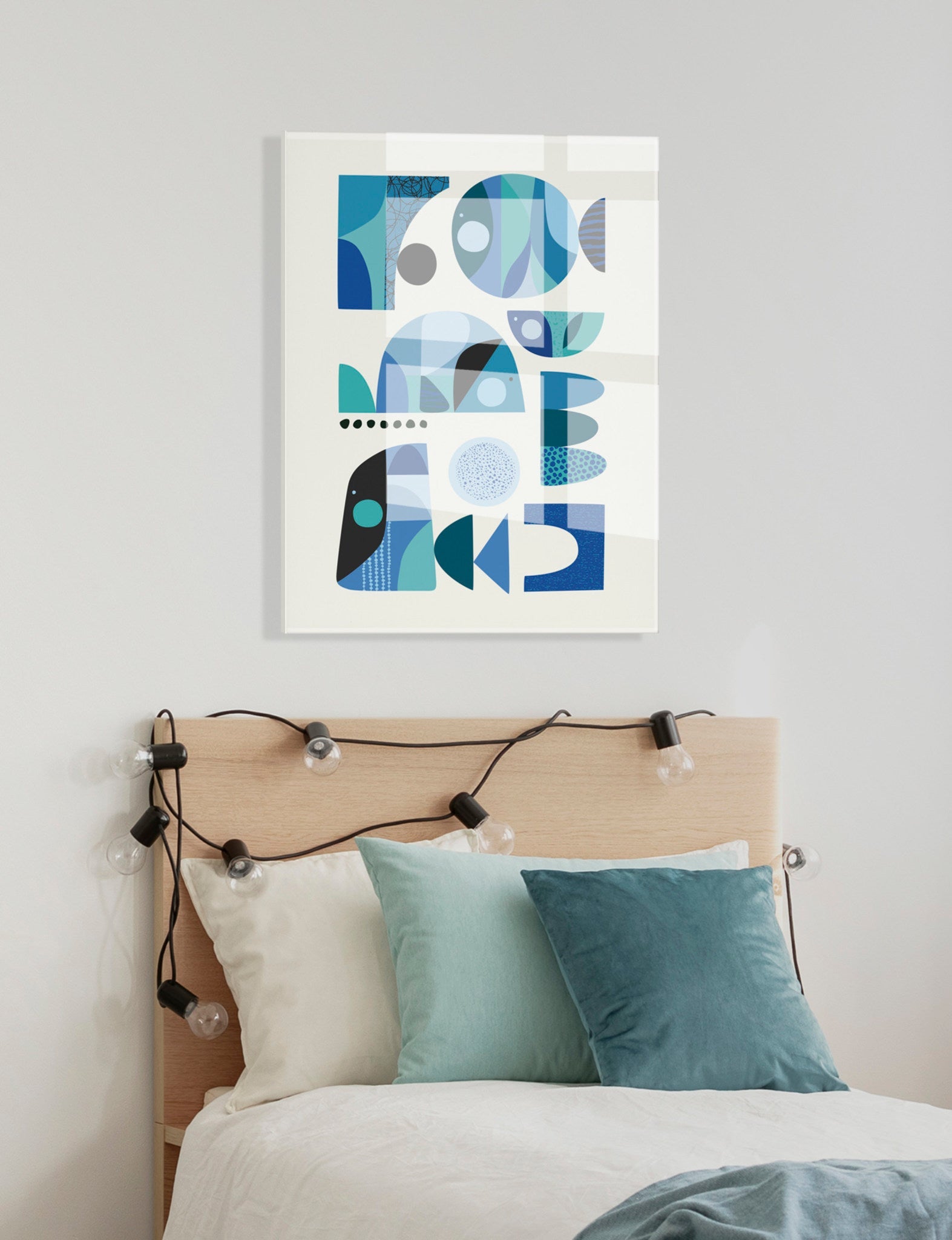 Mid Century Fish Blue Floating Acrylic Art by Rachel Lee of My Dream Wall